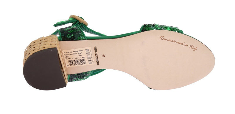 Green Sequined Sandal Shoes