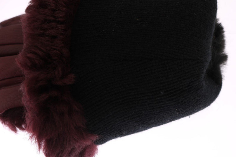 Bordeaux Leather Shearling Fur Gloves