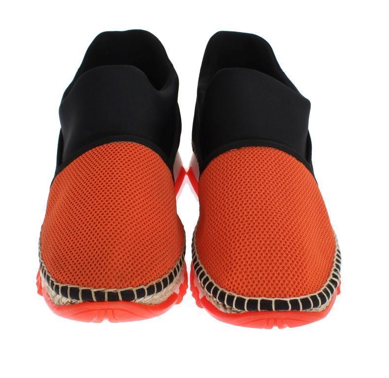 Orange Black Mesh Neoprene Designer Dress Sneakers