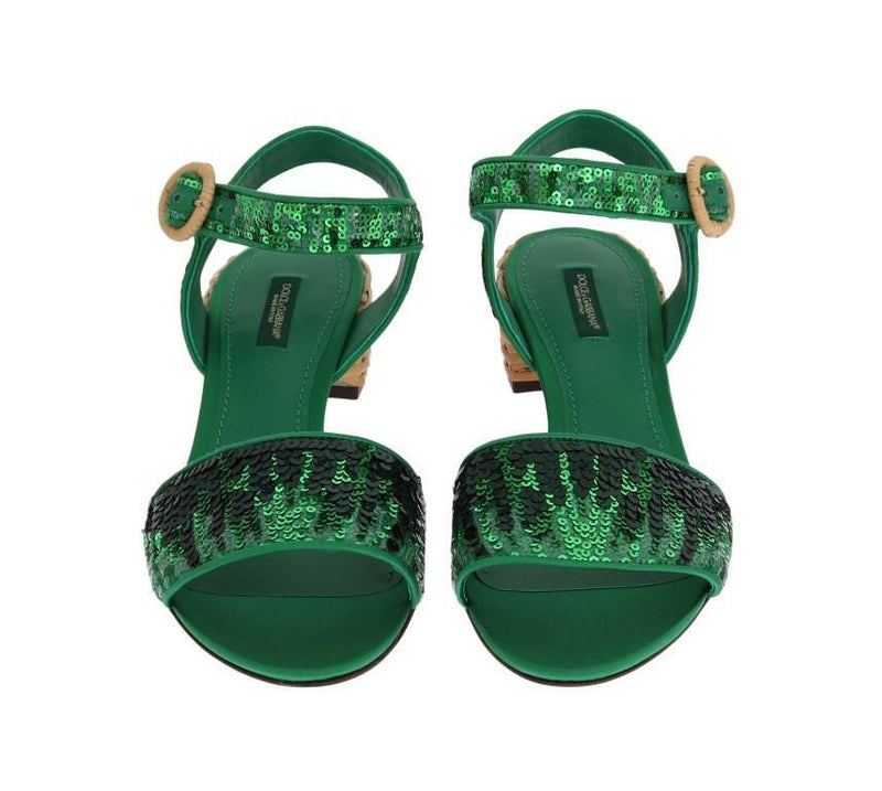 Green Sequined Sandal Shoes