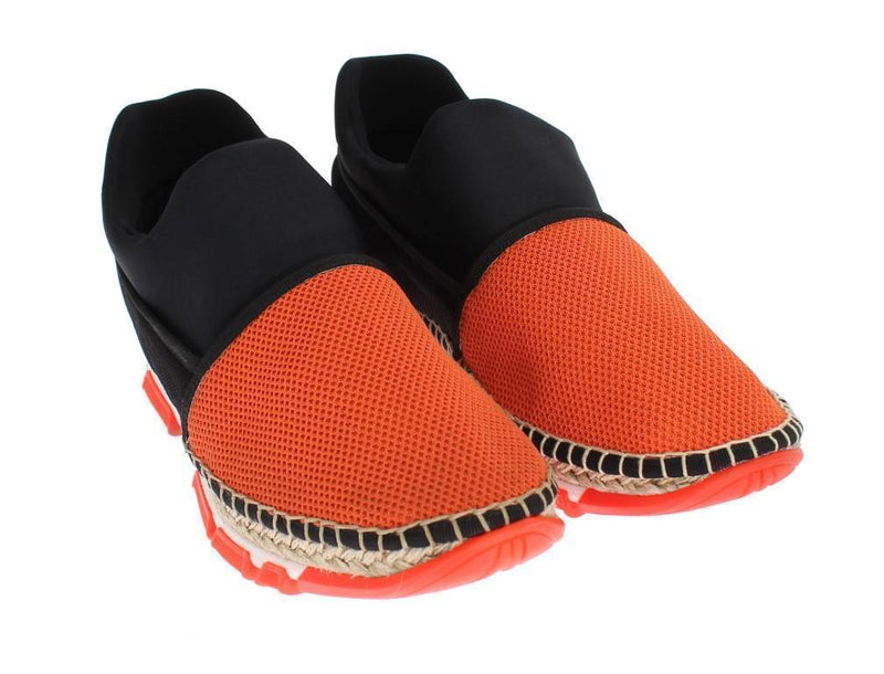 Orange Black Mesh Neoprene Designer Dress Sneakers