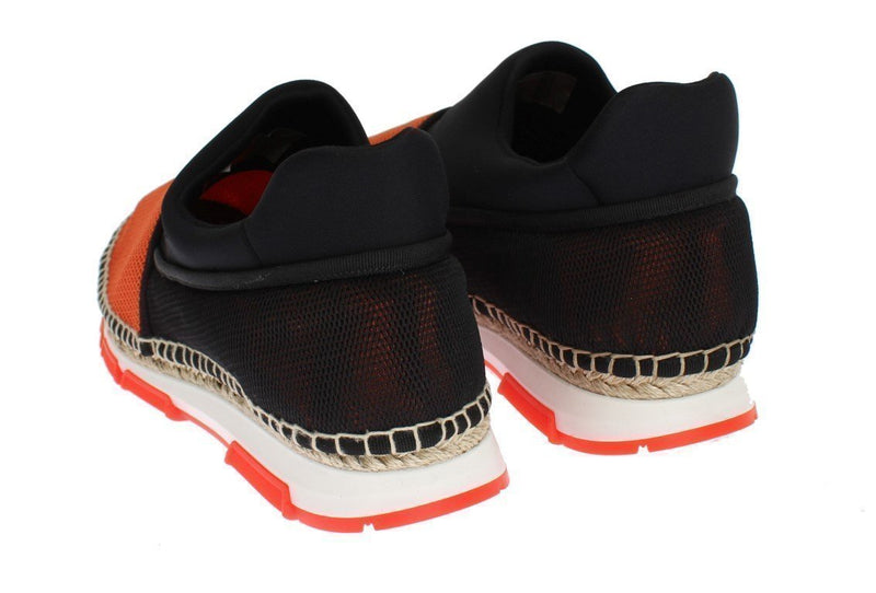 Orange Black Mesh Neoprene Designer Dress Sneakers