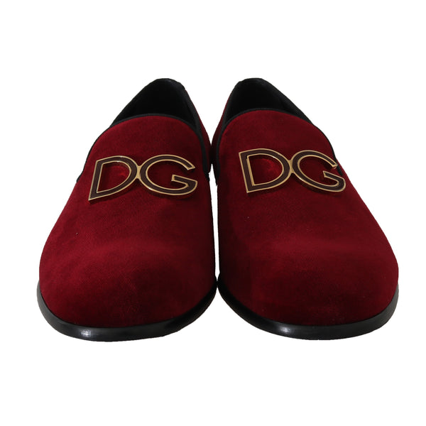 Bordeaux Velvet DG Logo Dress Loafers