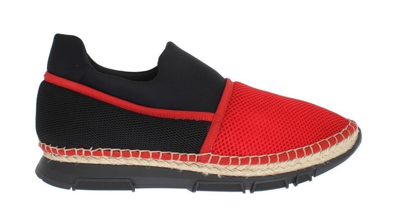 Red Black Mesh Neoprene Designer Dress Sneakers