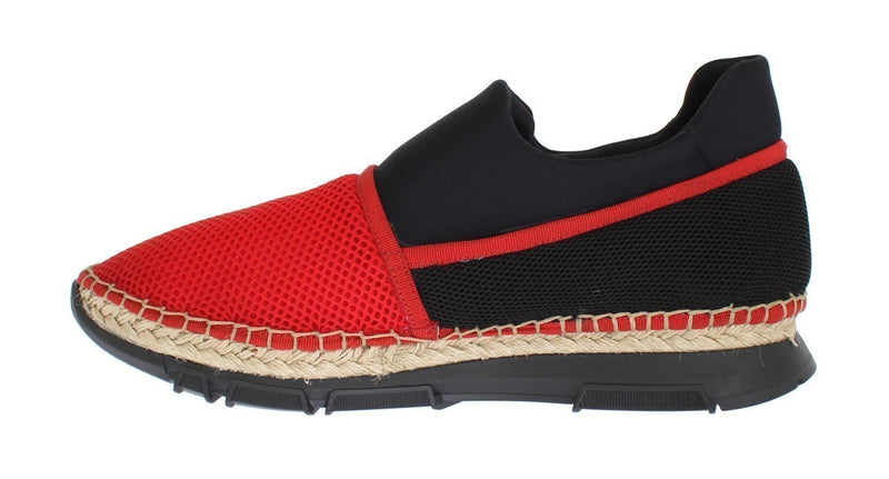 Red Black Mesh Neoprene Designer Dress Sneakers