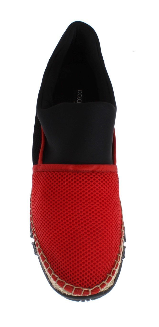 Red Black Mesh Neoprene Designer Dress Sneakers