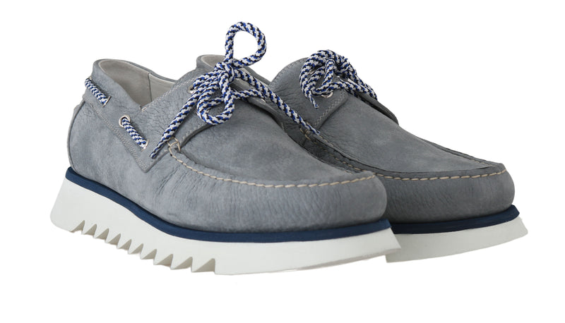Gray White Leather Casual Loafers