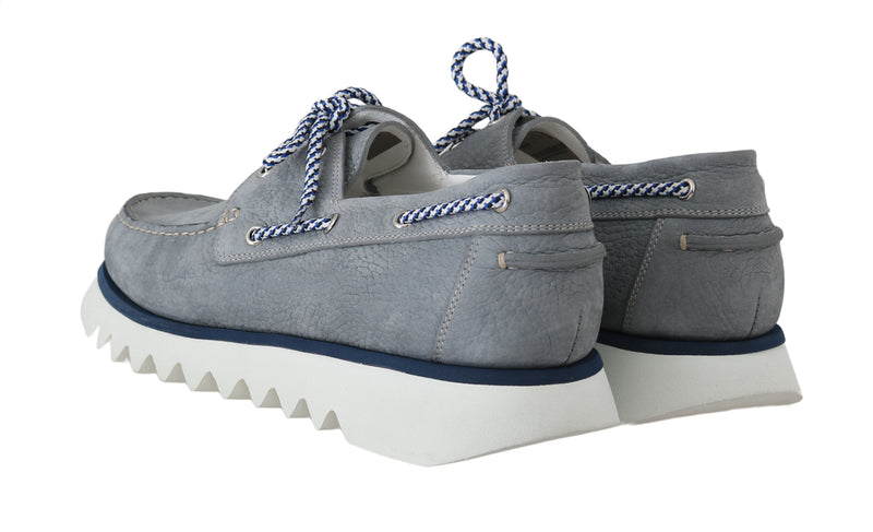 Gray White Leather Casual Loafers