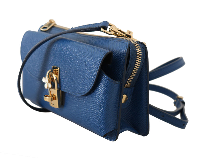 Blue Leather Cross Body Mini Shoulder Bag