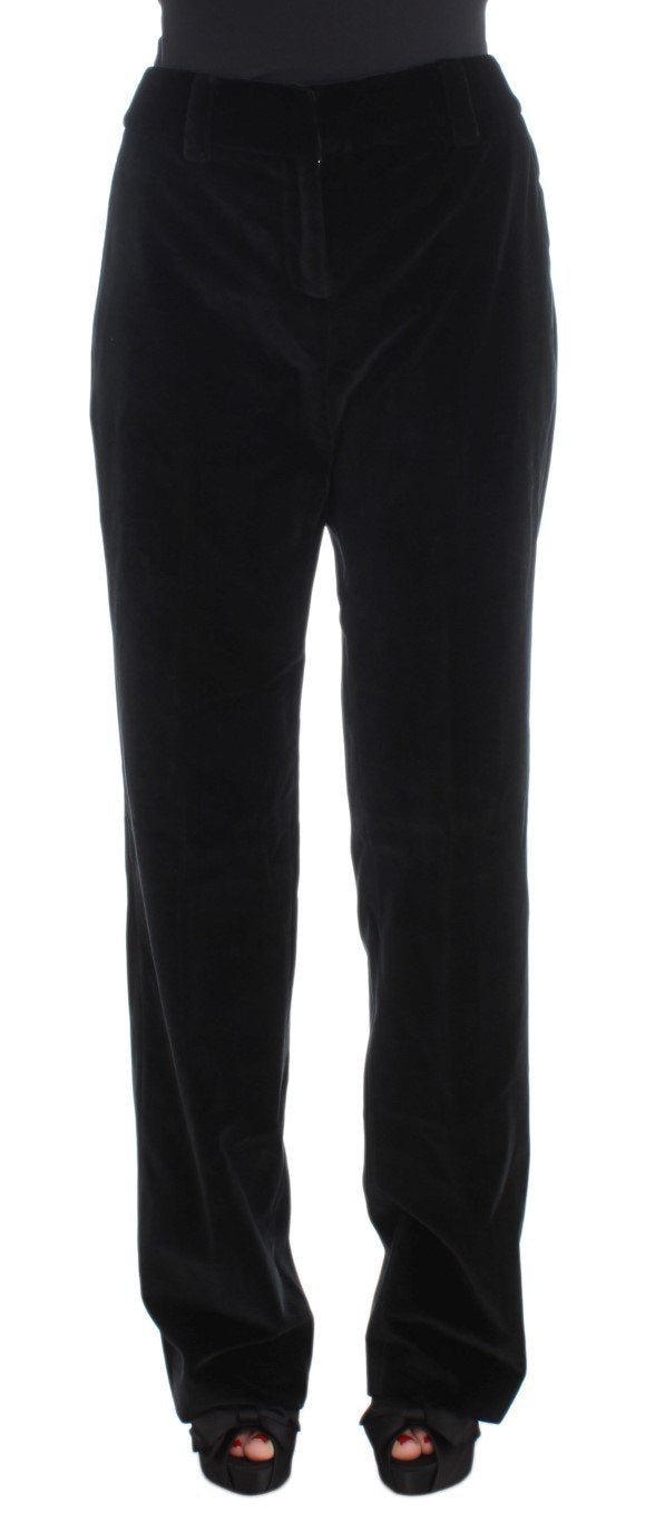 Black Velvet Cotton Straight Legs Pants