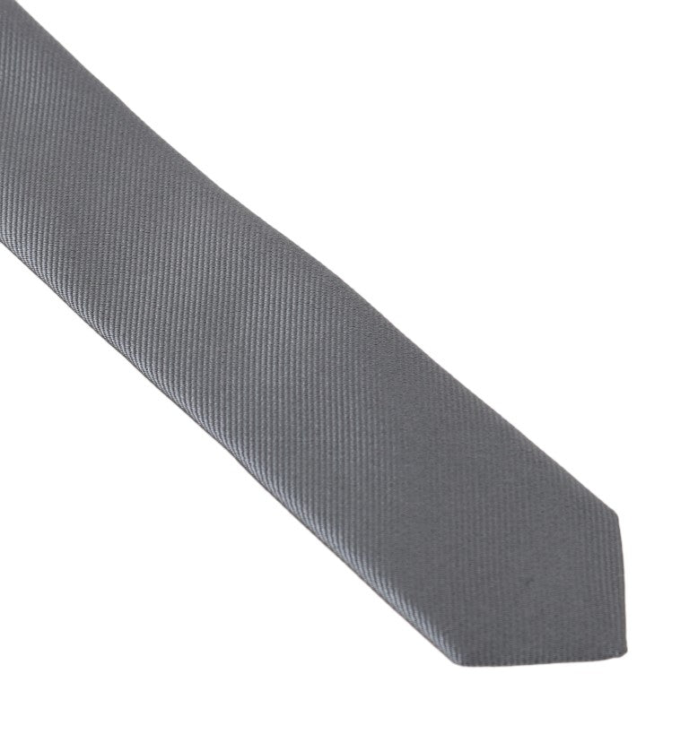 Gray Silk Patterned Slim Tie