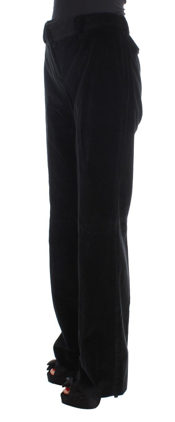 Black Velvet Cotton Straight Legs Pants