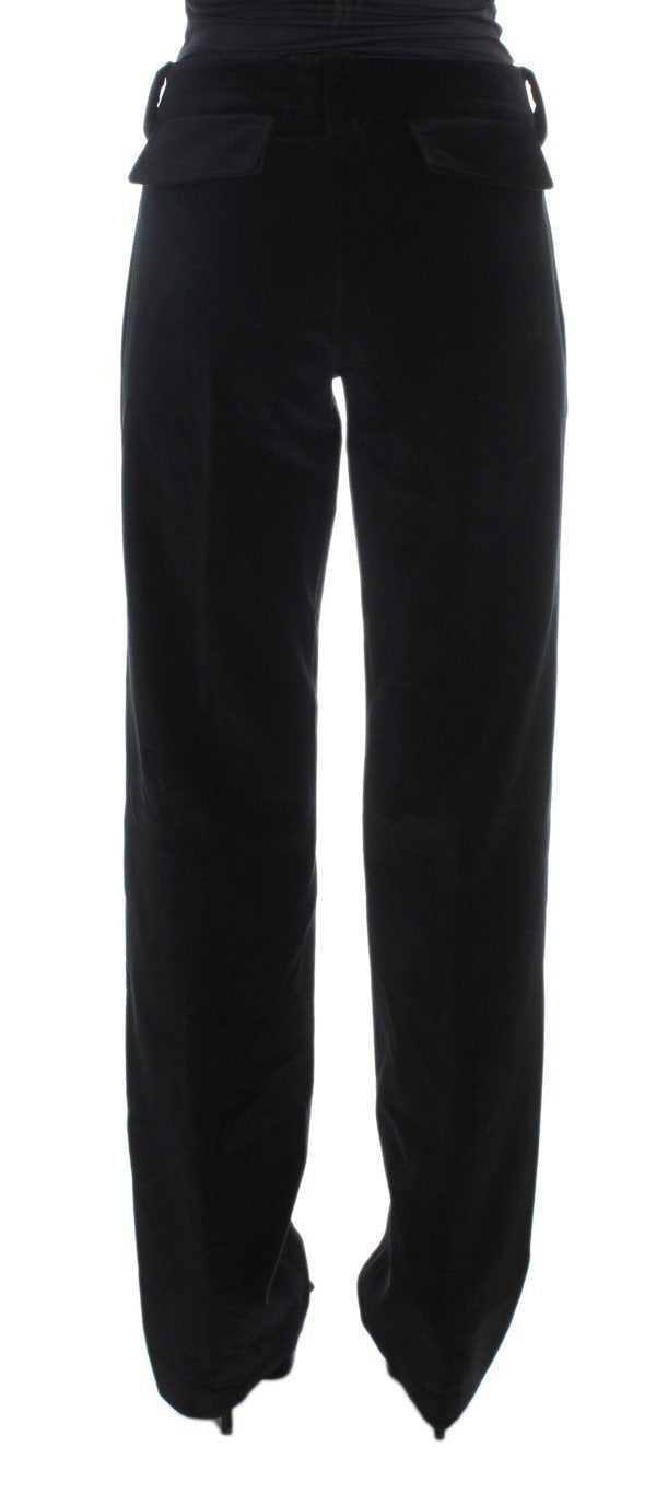 Black Velvet Cotton Straight Legs Pants