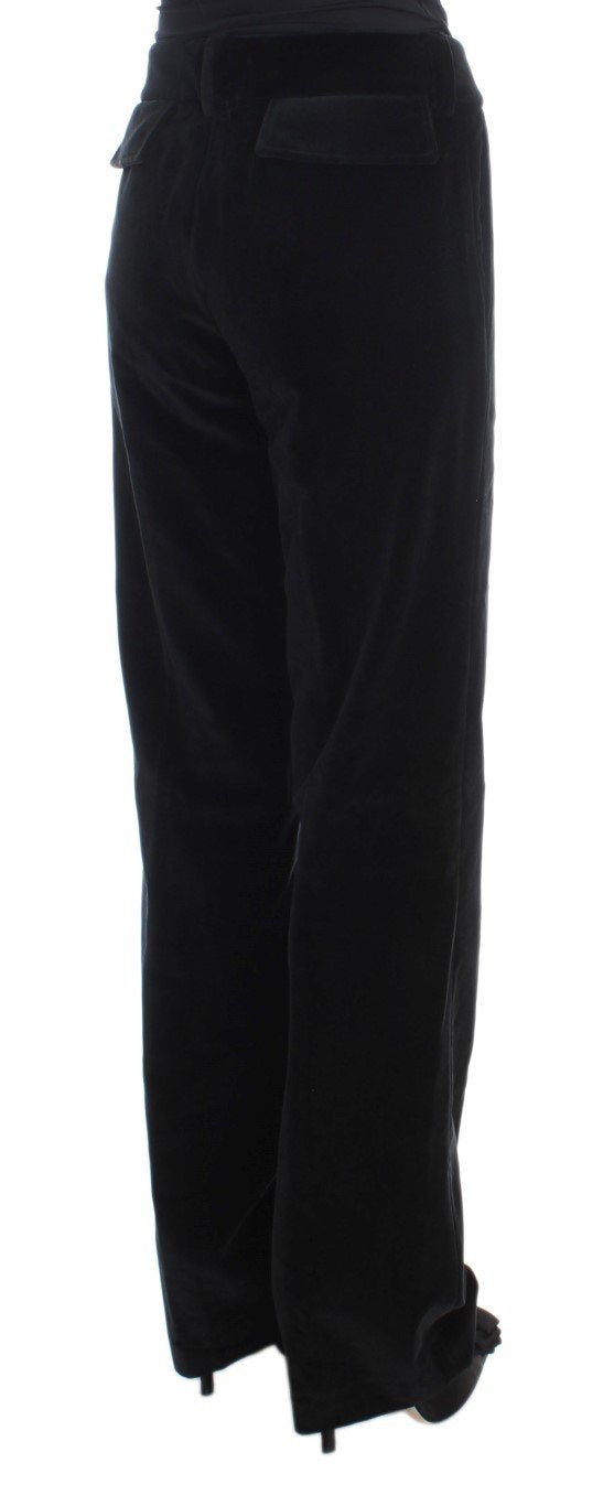 Black Velvet Cotton Straight Legs Pants