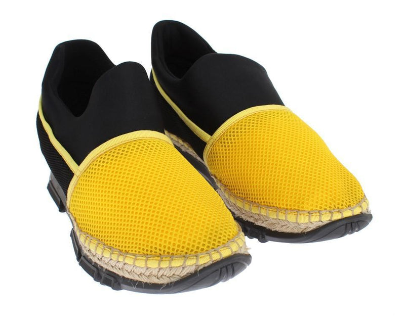 Yellow Black Mesh Neoprenene Designer Dress Sneakers