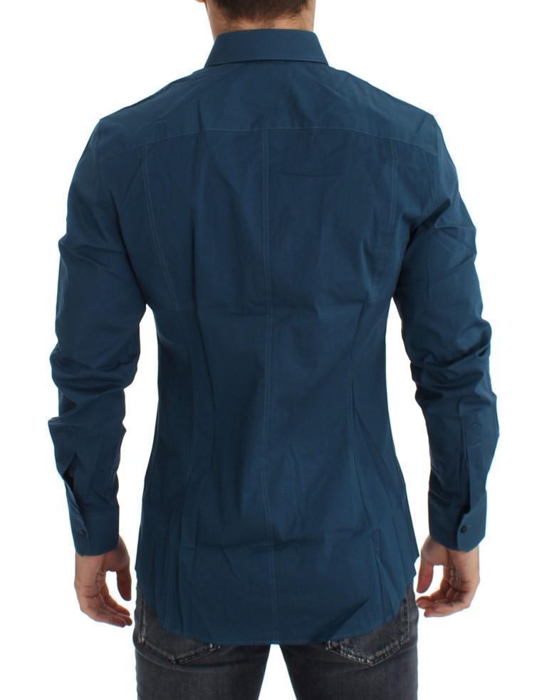 Blue Cotton Stretch SICILIA Dress Shirt