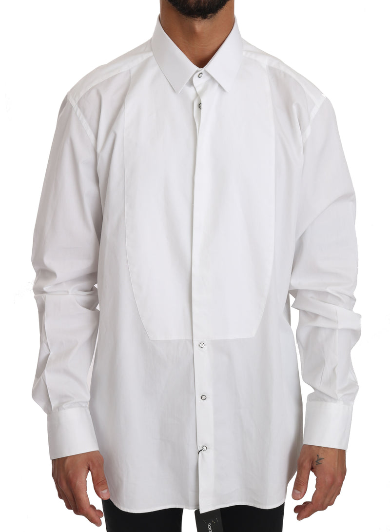 White Cotton Tuxedo GOLD Dress Shirt