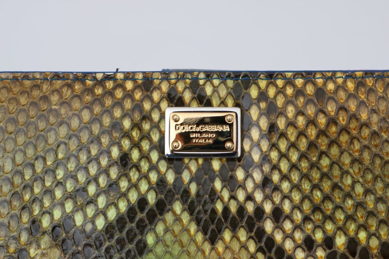 Red Yellow Alligator Python Snakeskin Leather Wallet