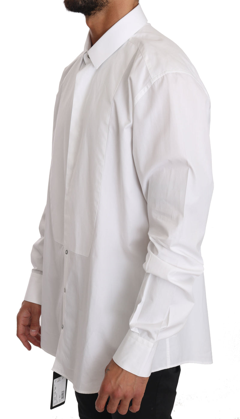 White Cotton Tuxedo GOLD Dress Shirt