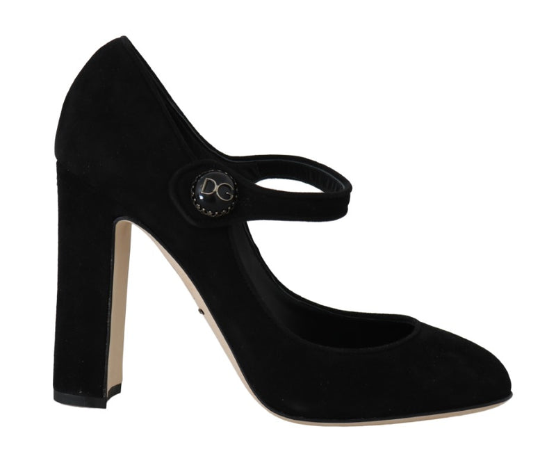 Black Suede DG Logo Heels Mary Jane Shoes