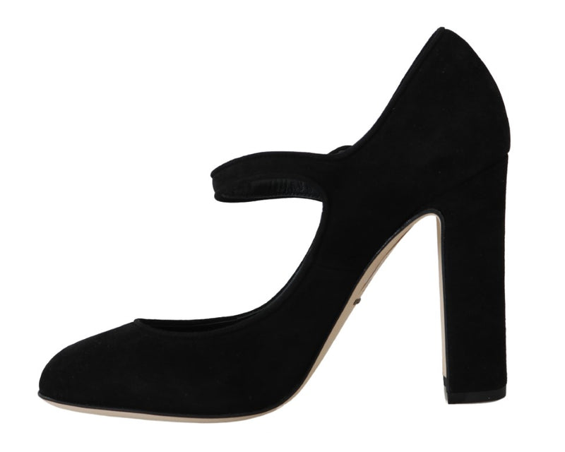 Black Suede DG Logo Heels Mary Jane Shoes