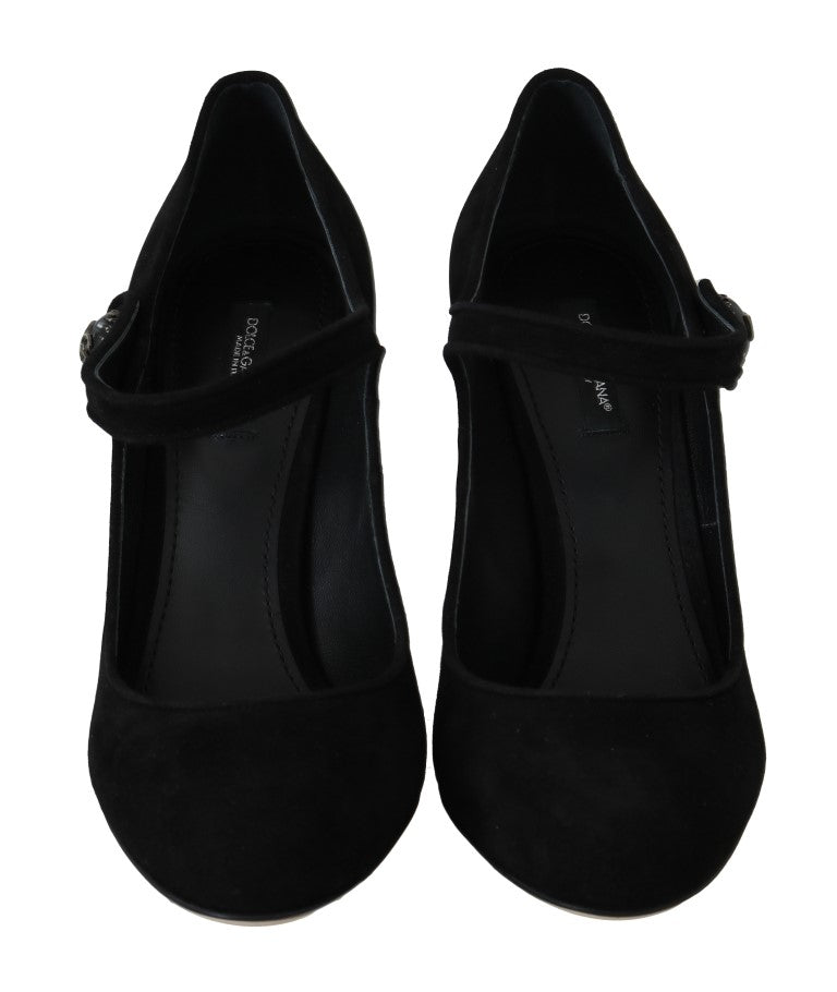 Black Suede DG Logo Heels Mary Jane Shoes
