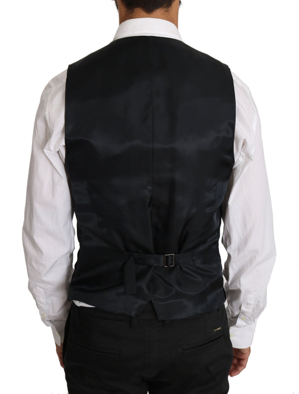 Black Solid Velvet Cotton Waistcoat Vest