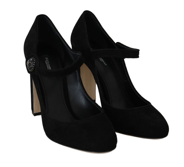 Black Suede DG Logo Heels Mary Jane Shoes