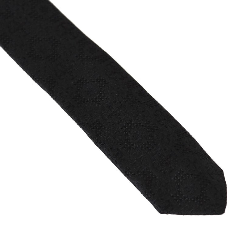 Black Silk Patterned Slim Tie