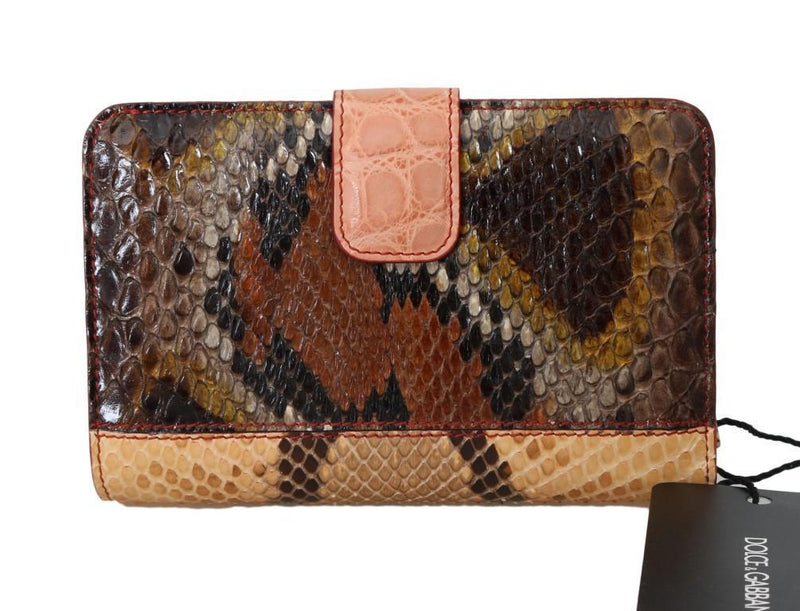 Pink Red Alligator Python Snakeskin Leather Wallet