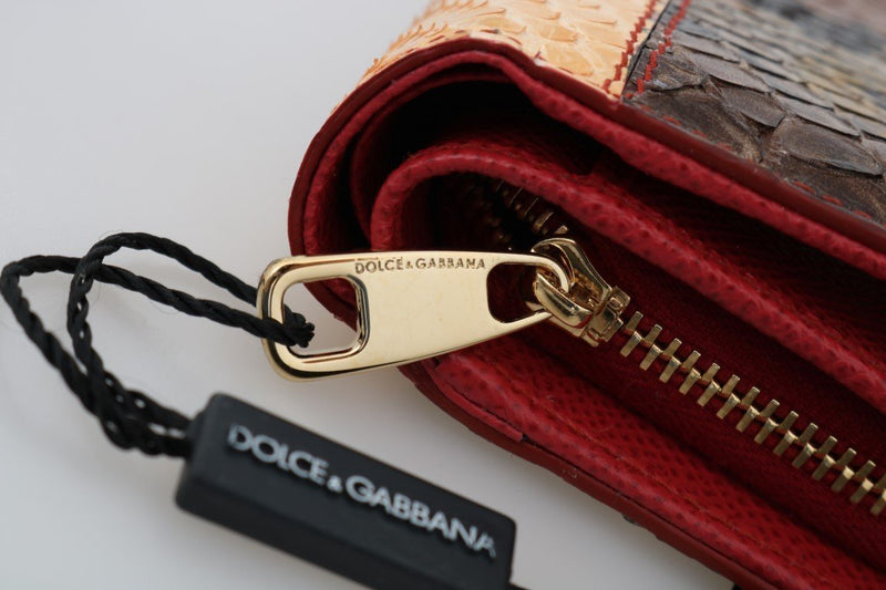 Pink Red Alligator Python Snakeskin Leather Wallet