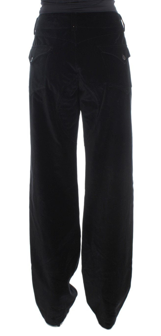 Black Velvet Cotton Straight Legs Pants