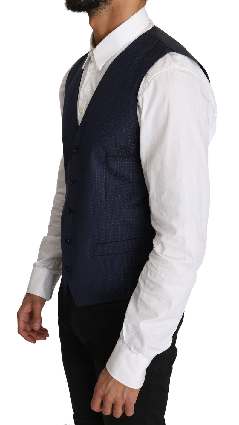 Blue Dotted Pattern Nylon Waistcoat Vest
