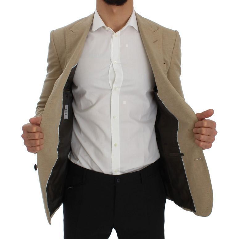 Beige Slim Fit Bee Crown Blazer Jacket