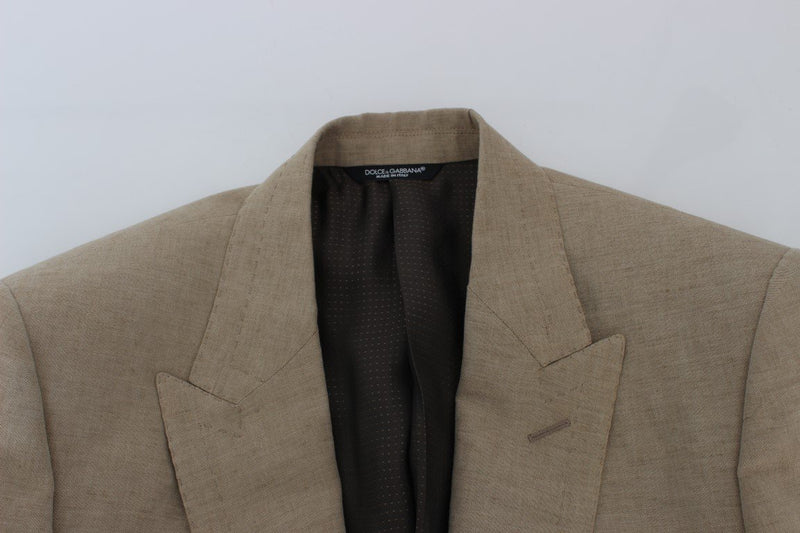 Beige Slim Fit Bee Crown Blazer Jacket