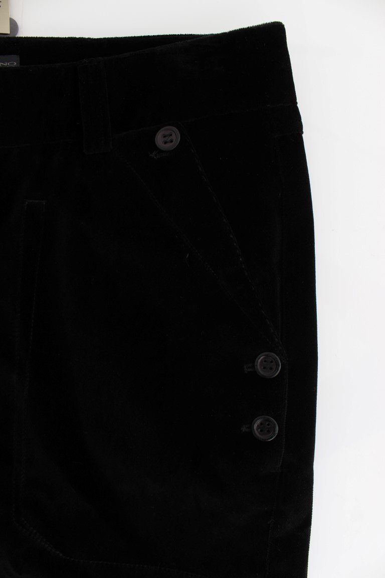 Black Velvet Cotton Straight Legs Pants