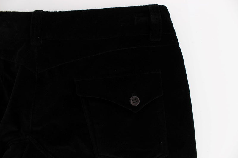 Black Velvet Cotton Straight Legs Pants