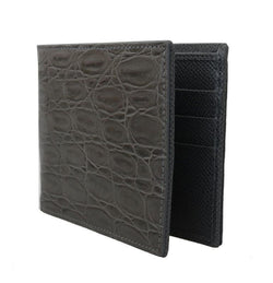 Gray Caiman Alligator Bifold Wallet