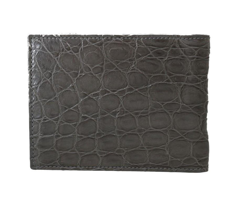 Gray Caiman Alligator Bifold Wallet