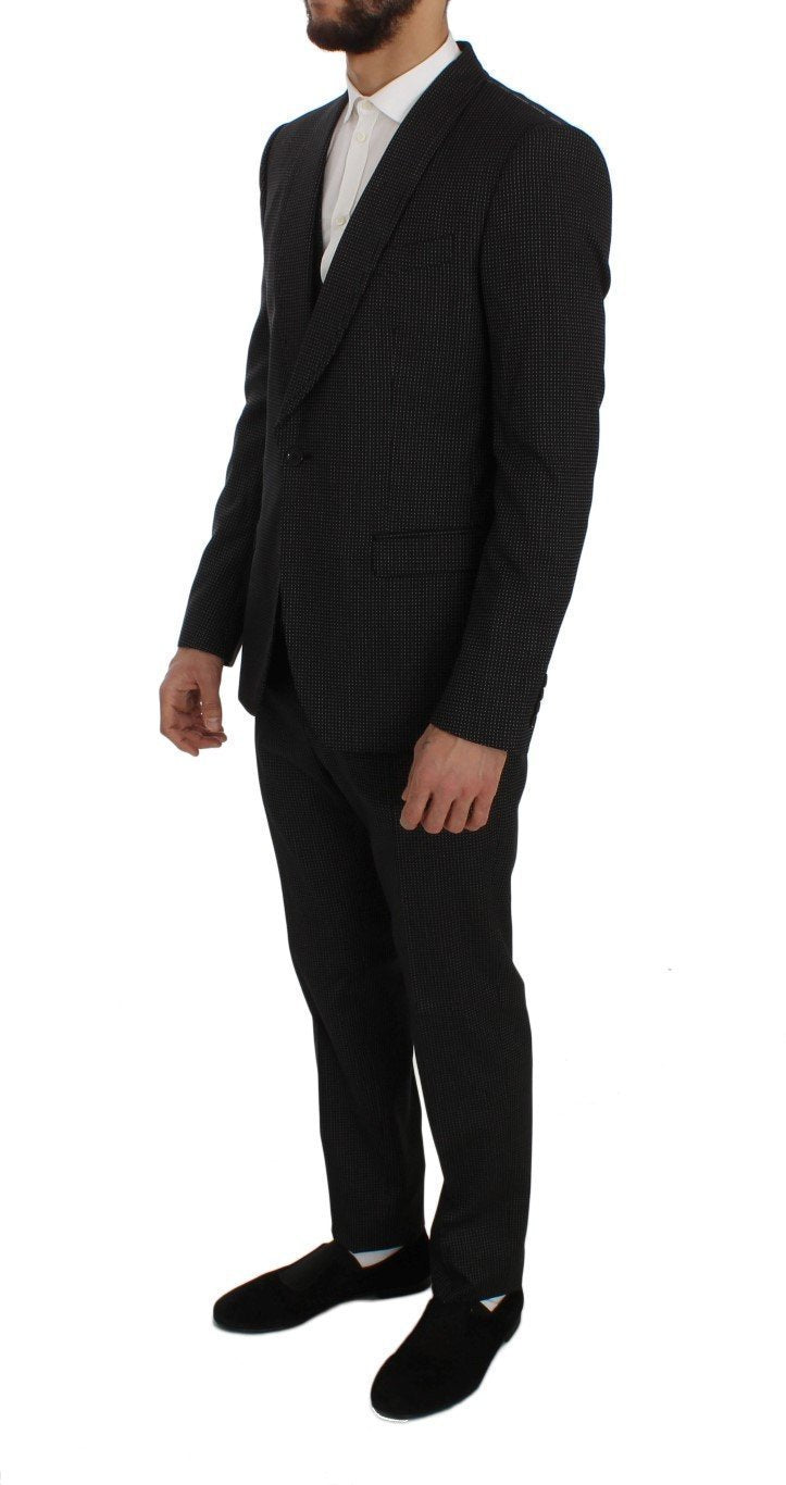 Gray Wool Silk Stretch Slim Fit 3 Piece Suit