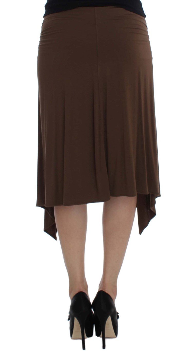 Brown Mini Pencil Stretch Skirt