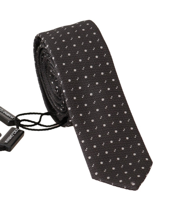 Gray Silk Dotted Slim Tie