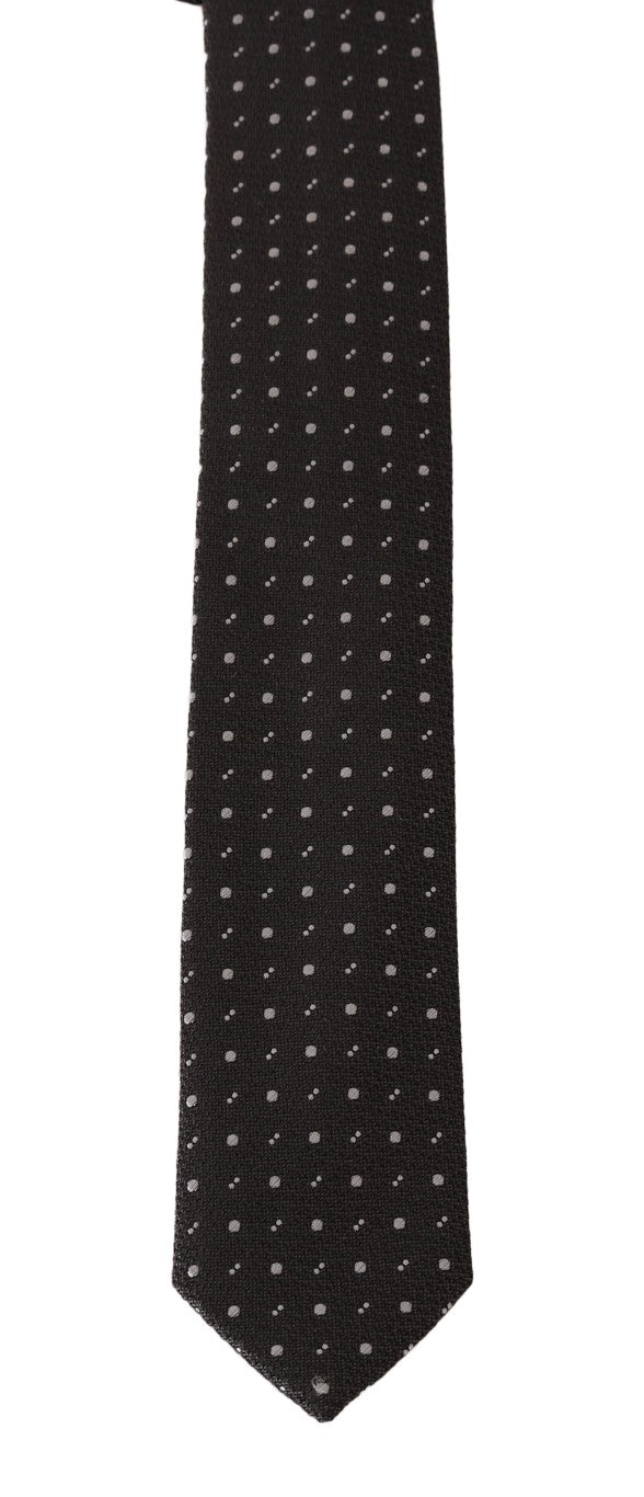 Gray Silk Dotted Slim Tie