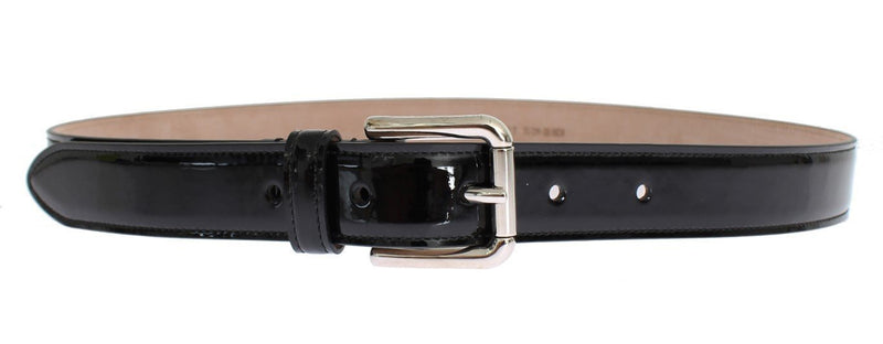 Black patent leather belt