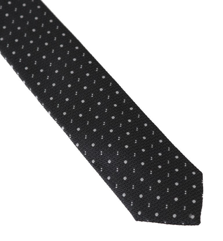 Gray Silk Dotted Slim Tie