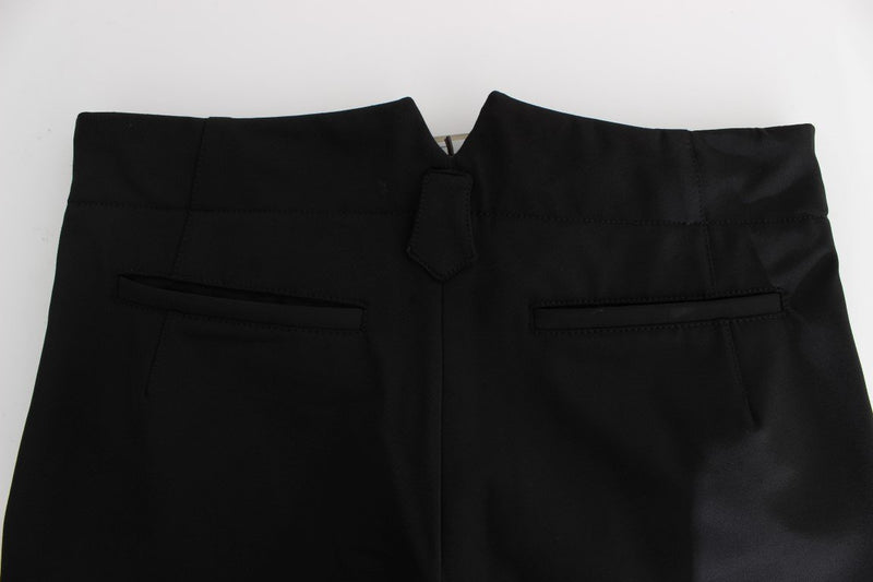 Black Cotton Blend Capri Cropped Pants