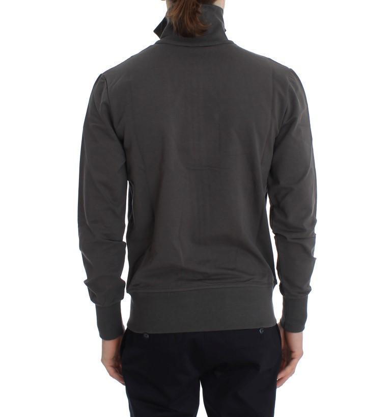 Gray Cotton Stretch Full Zipper Sweater