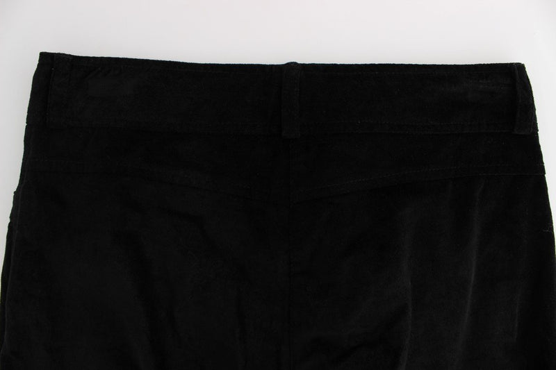 Black Velvet Cotton Capri Bootcut Pants