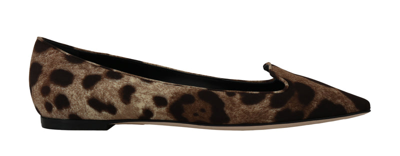 Brown Cady Silk Leopard Ballet Flats