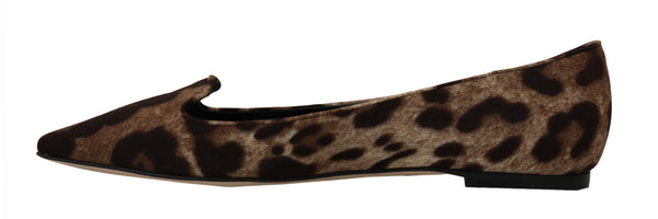 Brown Cady Silk Leopard Ballet Flats